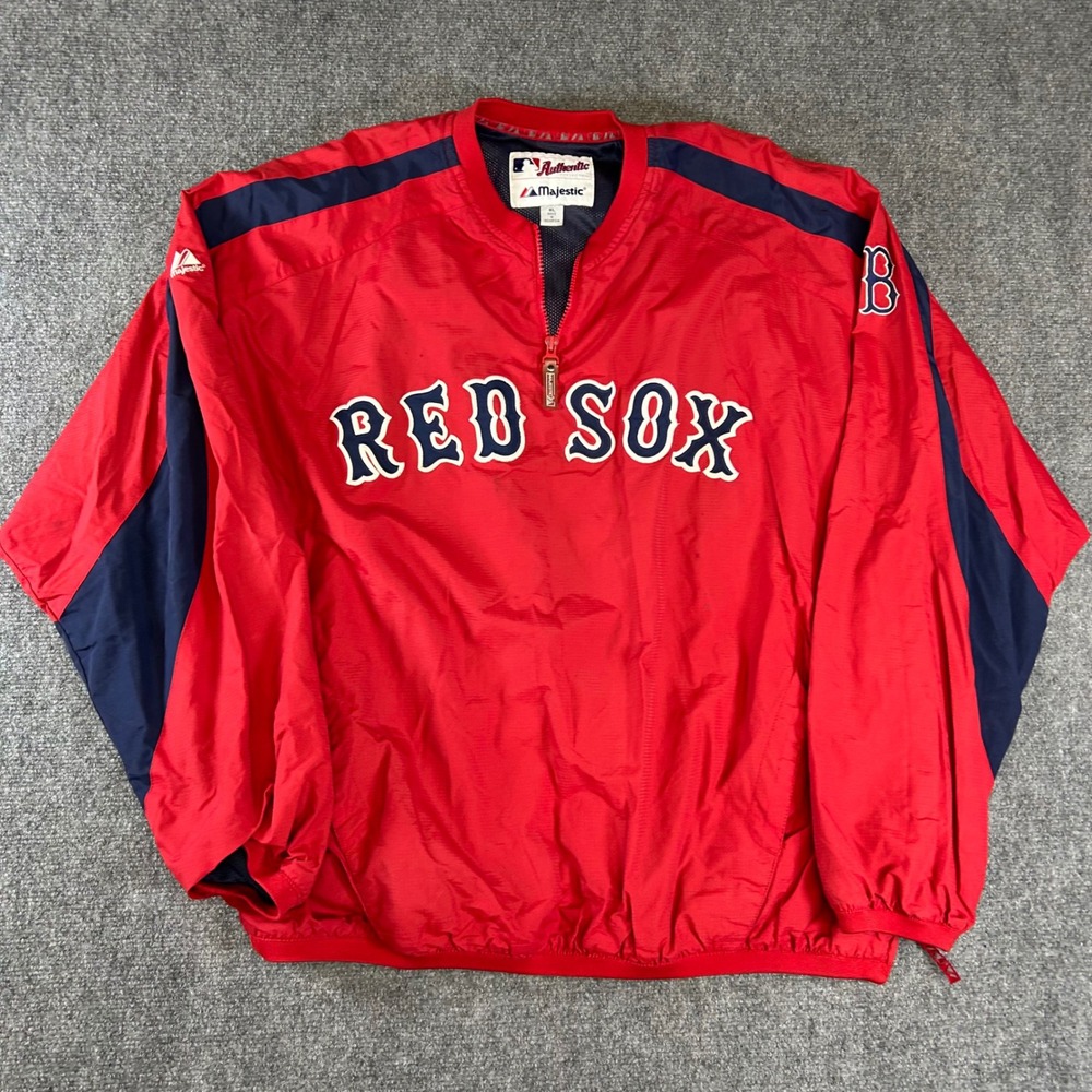 Majestic Boston Red Sox Authentic Collection Quarter Zip Windbreaker Red XL